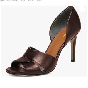 Pazzion Dark Brown Sexy Open Toe Slip On Stiletto Heel Two Pieces Sandals
